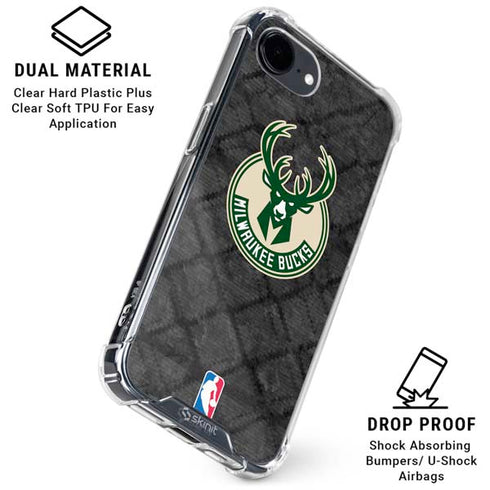 NBA Milwaukee Bucks Rusted Dark iPhone 16e Clear Case