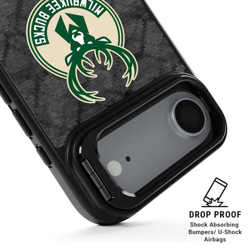 NBA Milwaukee Bucks Rusted Dark iPhone 17 Air Kickstand Case
