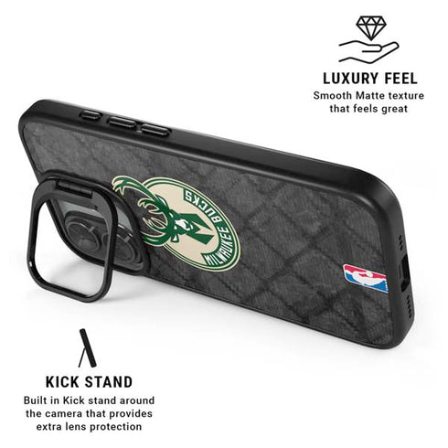 NBA Milwaukee Bucks Rusted Dark iPhone 17 Kickstand Case