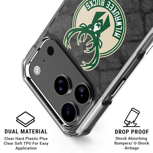 NBA Milwaukee Bucks Rusted Dark iPhone 17 Pro Clear Case