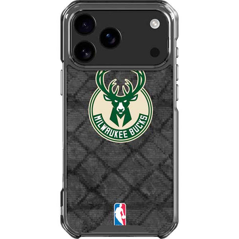 NBA Milwaukee Bucks Rusted Dark iPhone 17 Pro Max Clear Case