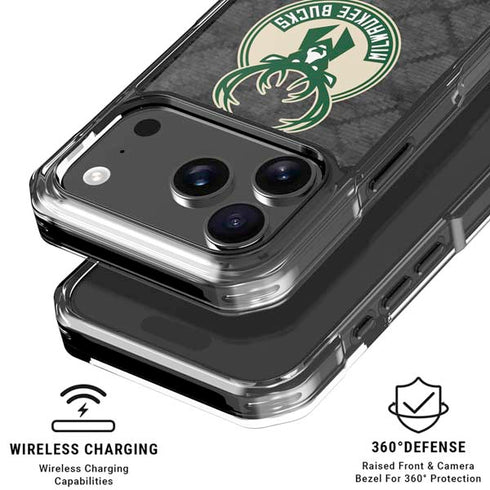 NBA Milwaukee Bucks Rusted Dark iPhone 17 Pro Max Clear Case