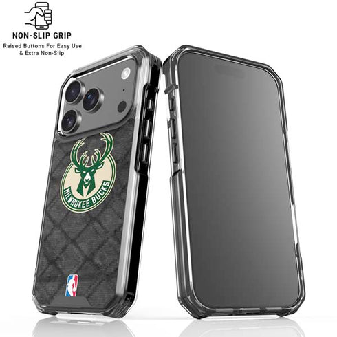 NBA Milwaukee Bucks Rusted Dark iPhone 17 Pro Max Clear Case