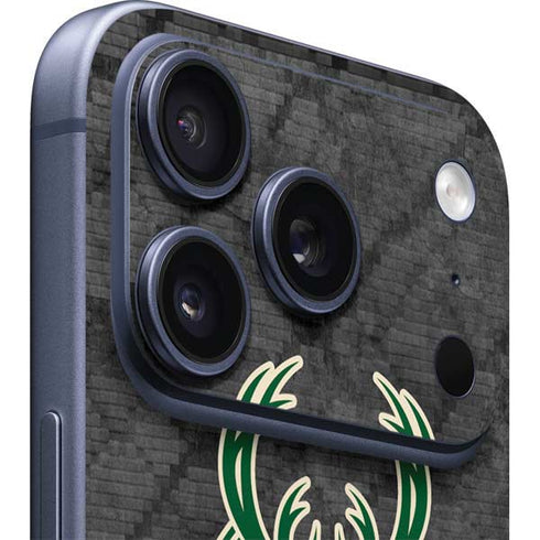 NBA Milwaukee Bucks Rusted Dark iPhone 17 Pro Skin