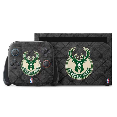 NBA Milwaukee Bucks Rusted Dark Nintendo Switch 2 (2025) with Joy-Con Skin