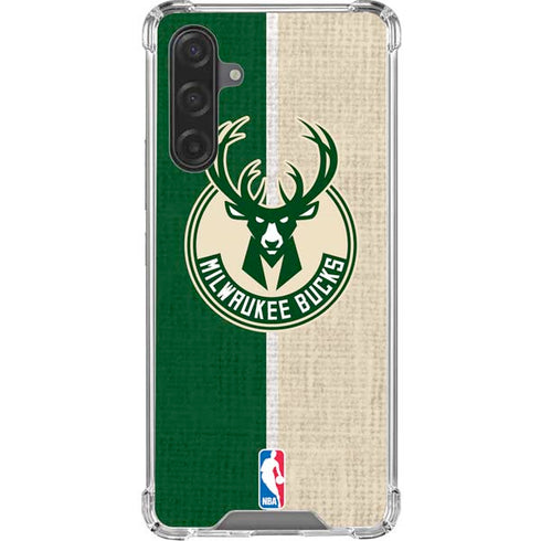NBA Milwaukee Bucks Split Canvas Galaxy A17 Clear Case