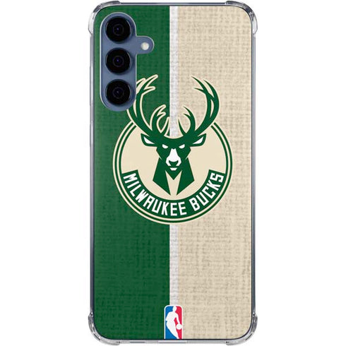 NBA Milwaukee Bucks Split Canvas Galaxy A35 5G Clear Case