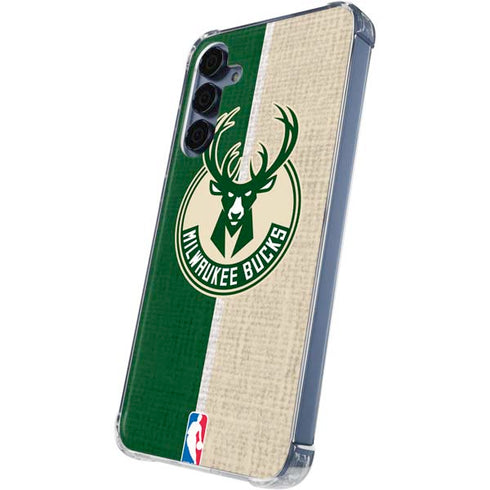 NBA Milwaukee Bucks Split Canvas Galaxy A35 5G Clear Case