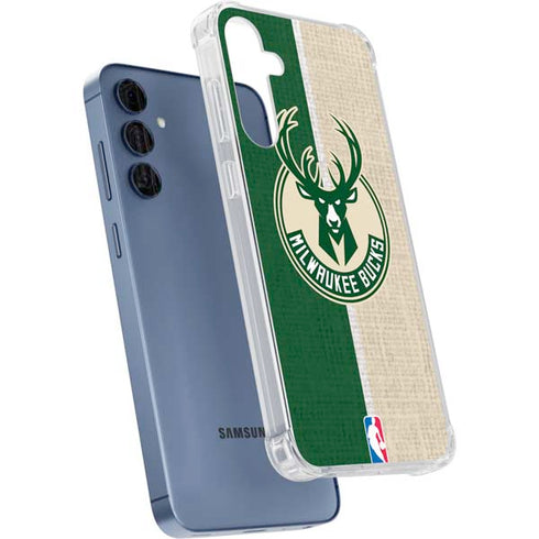 NBA Milwaukee Bucks Split Canvas Galaxy A35 5G Clear Case