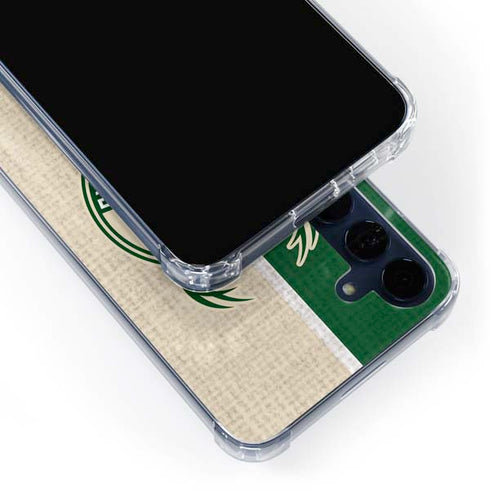 NBA Milwaukee Bucks Split Canvas Galaxy A35 5G Clear Case