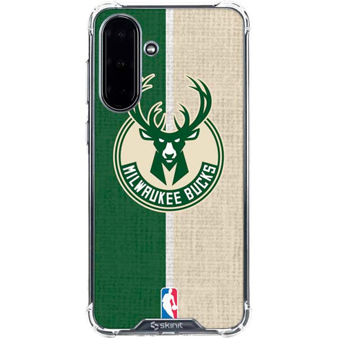 NBA Milwaukee Bucks Split Canvas Galaxy A36 5G Clear Case