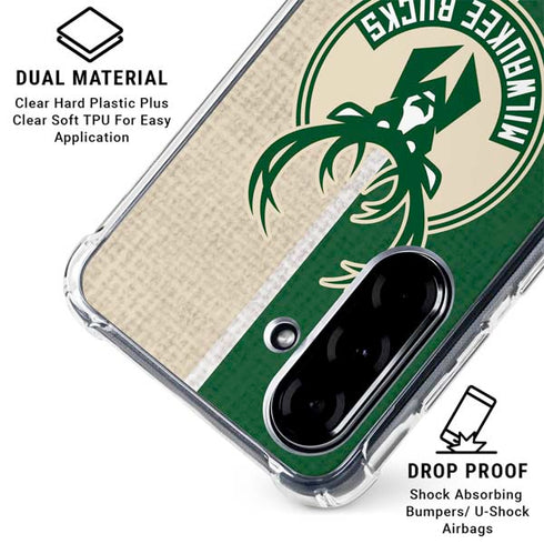 NBA Milwaukee Bucks Split Canvas Galaxy A36 5G Clear Case