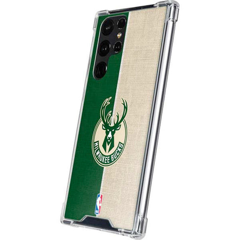 NBA Milwaukee Bucks Split Canvas Galaxy S23 Ultra Clear Case