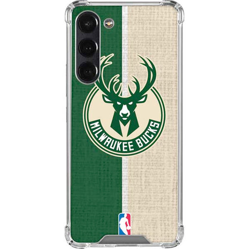 NBA Milwaukee Bucks Split Canvas Galaxy S24 FE Clear Case