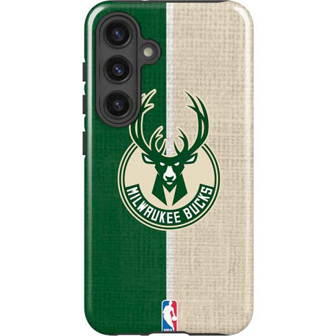 NBA Milwaukee Bucks Split Canvas Galaxy S25 Impact Case