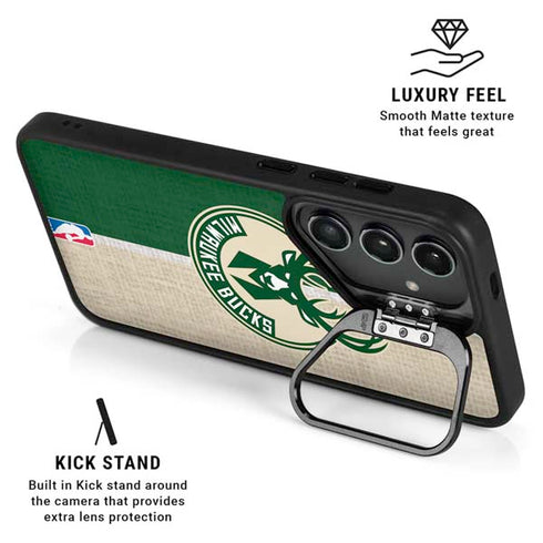 NBA Milwaukee Bucks Split Canvas Galaxy S25 Kickstand Case