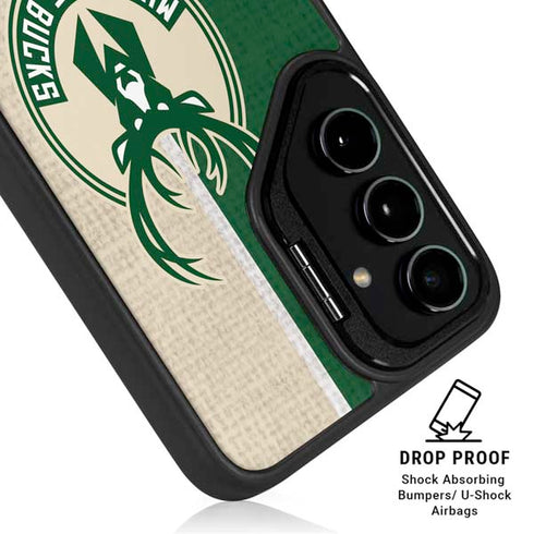 NBA Milwaukee Bucks Split Canvas Galaxy S25 Kickstand Case