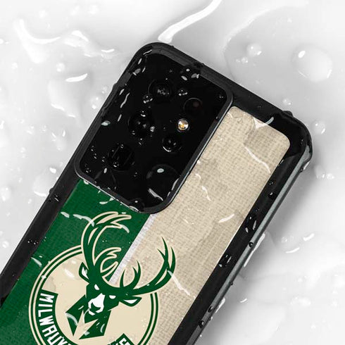 NBA Milwaukee Bucks Split Canvas Galaxy S24 Ultra Waterproof Case