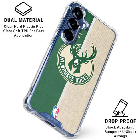 NBA Milwaukee Bucks Split Canvas Galaxy S25 Plus Clear Case