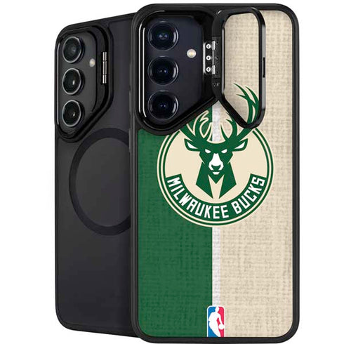 NBA Milwaukee Bucks Split Canvas Galaxy S26 Kickstand Case