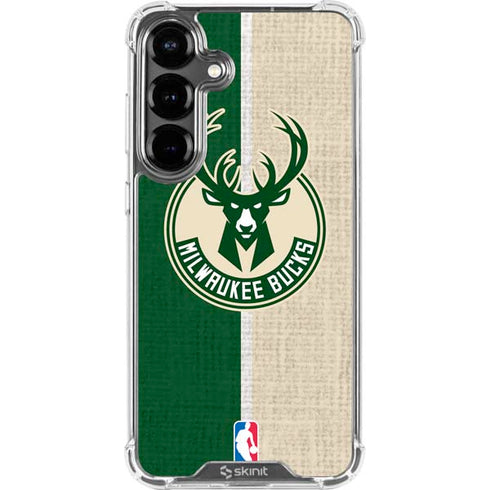 NBA Milwaukee Bucks Split Canvas Galaxy S26 Plus Clear Case