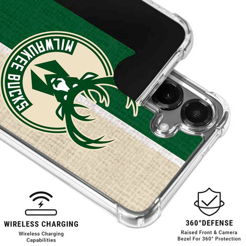 NBA Milwaukee Bucks Split Canvas Galaxy S26 Plus Clear Case
