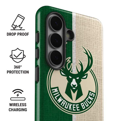 NBA Milwaukee Bucks Split Canvas Galaxy S26 Plus Impact Case