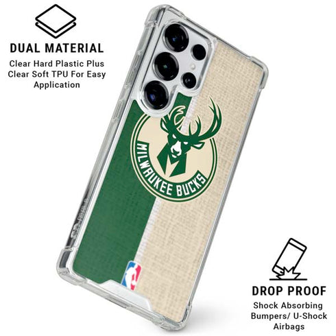 NBA Milwaukee Bucks Split Canvas Galaxy S26 Ultra Clear Case