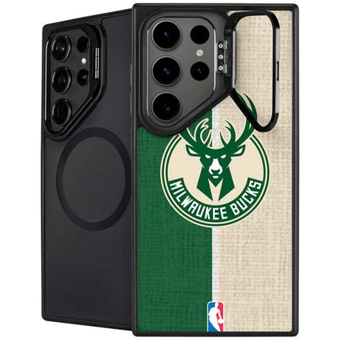 NBA Milwaukee Bucks Split Canvas Galaxy S26 Ultra Kickstand Case