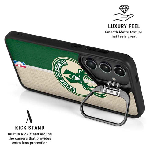 NBA Milwaukee Bucks Split Canvas Galaxy S26 Ultra Kickstand Case