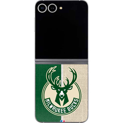 NBA Milwaukee Bucks Split Canvas Galaxy Z Flip6 Skin