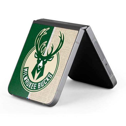 NBA Milwaukee Bucks Split Canvas Galaxy Z Flip6 Skin