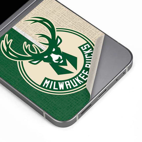 NBA Milwaukee Bucks Split Canvas Galaxy Z Flip6 Skin