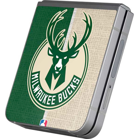 NBA Milwaukee Bucks Split Canvas Galaxy Z Flip6 Skin