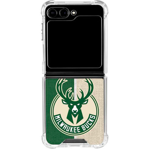 NBA Milwaukee Bucks Split Canvas Galaxy Z Flip6 Clear Case