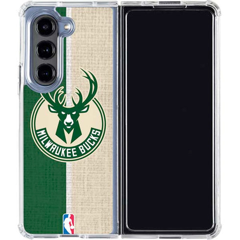NBA Milwaukee Bucks Split Canvas Galaxy Z Fold5 5G Clear Case