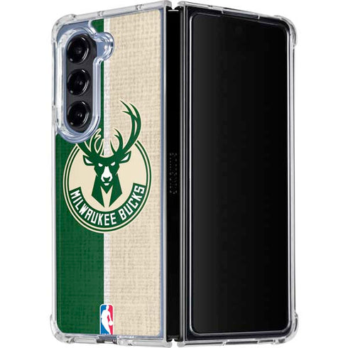 NBA Milwaukee Bucks Split Canvas Galaxy Z Fold5 5G Clear Case