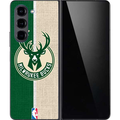 NBA Milwaukee Bucks Split Canvas Galaxy Z Fold5 5G Skin