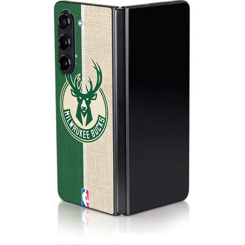 NBA Milwaukee Bucks Split Canvas Galaxy Z Fold5 5G Skin