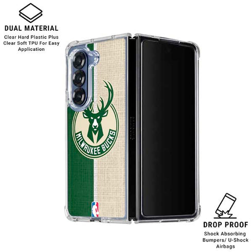 NBA Milwaukee Bucks Split Canvas Galaxy Z Fold6 Clear Case