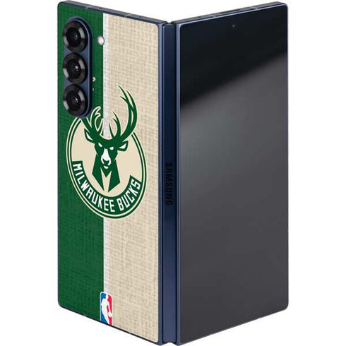 NBA Milwaukee Bucks Split Canvas Galaxy Z Fold6 Skin