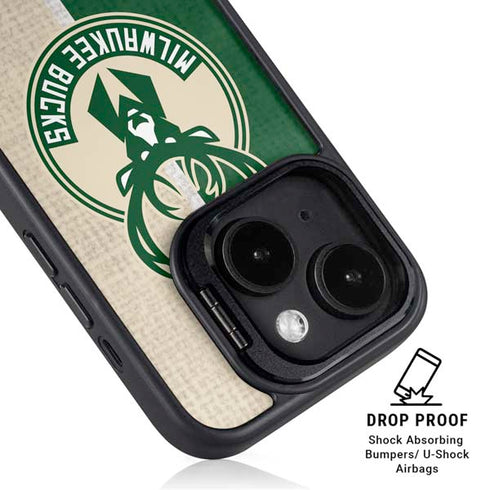 NBA Milwaukee Bucks Split Canvas iPhone 14 Kickstand Case