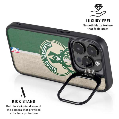 NBA Milwaukee Bucks Split Canvas iPhone 14 Pro Kickstand Case