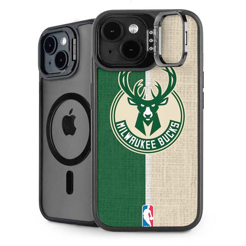 NBA Milwaukee Bucks Split Canvas iPhone 15 Kickstand Case