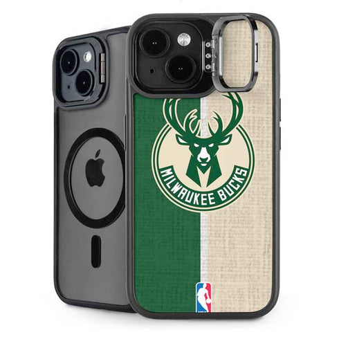 NBA Milwaukee Bucks Split Canvas iPhone 15 Plus Kickstand Case