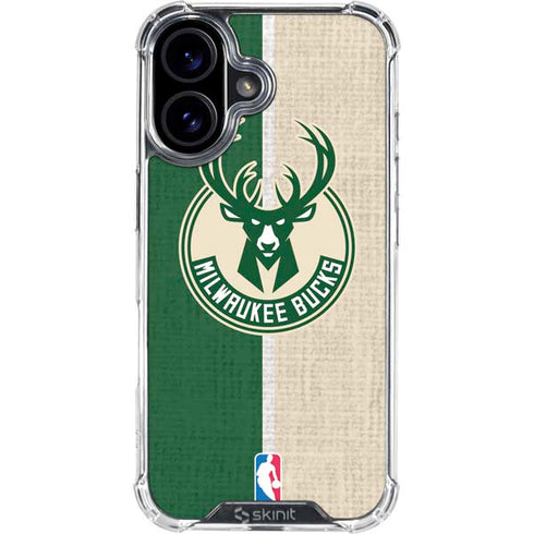NBA Milwaukee Bucks Split Canvas iPhone 16 Clear Case