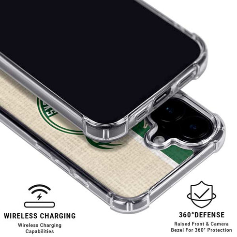 NBA Milwaukee Bucks Split Canvas iPhone 16 Clear Case