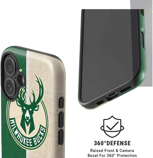 NBA Milwaukee Bucks Split Canvas iPhone 16 Magsafe Impact Case