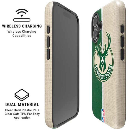 NBA Milwaukee Bucks Split Canvas iPhone 16 Magsafe Impact Case