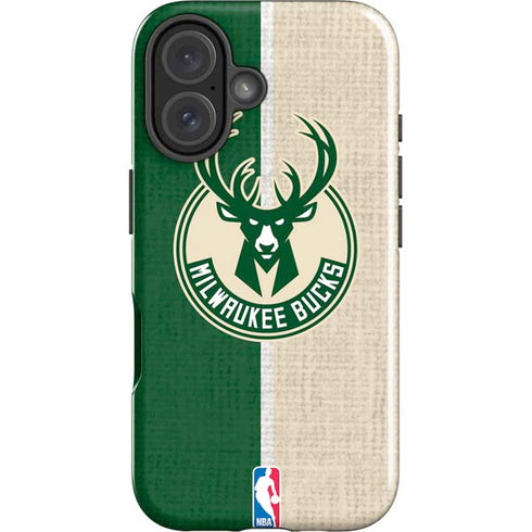 NBA Milwaukee Bucks Split Canvas iPhone 16 Plus Impact Case
